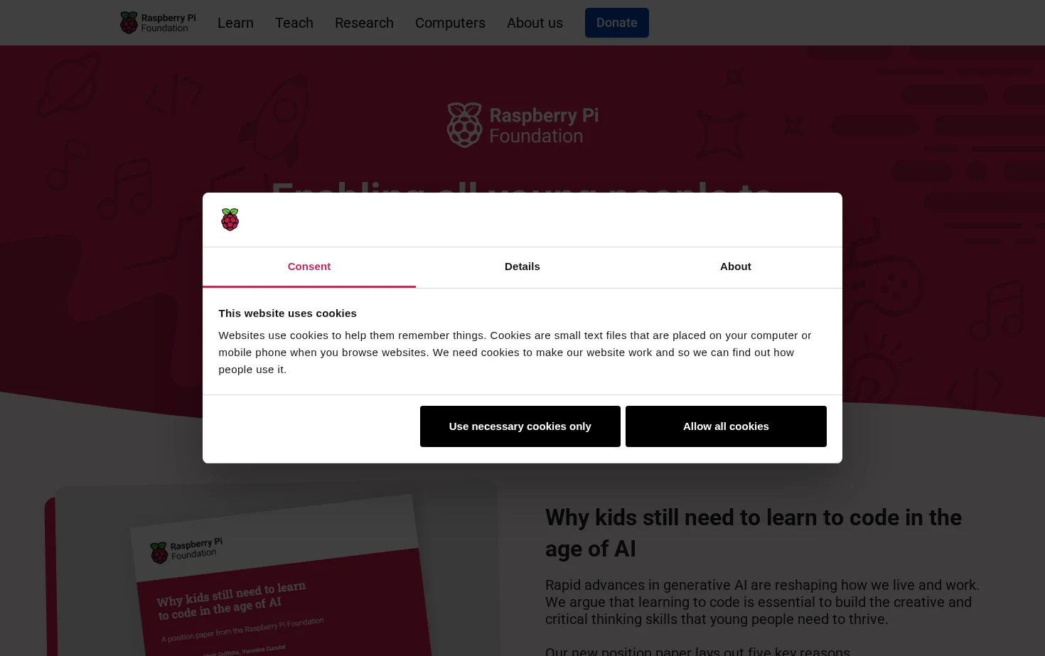 Raspberry Pi Foundation 页面快照